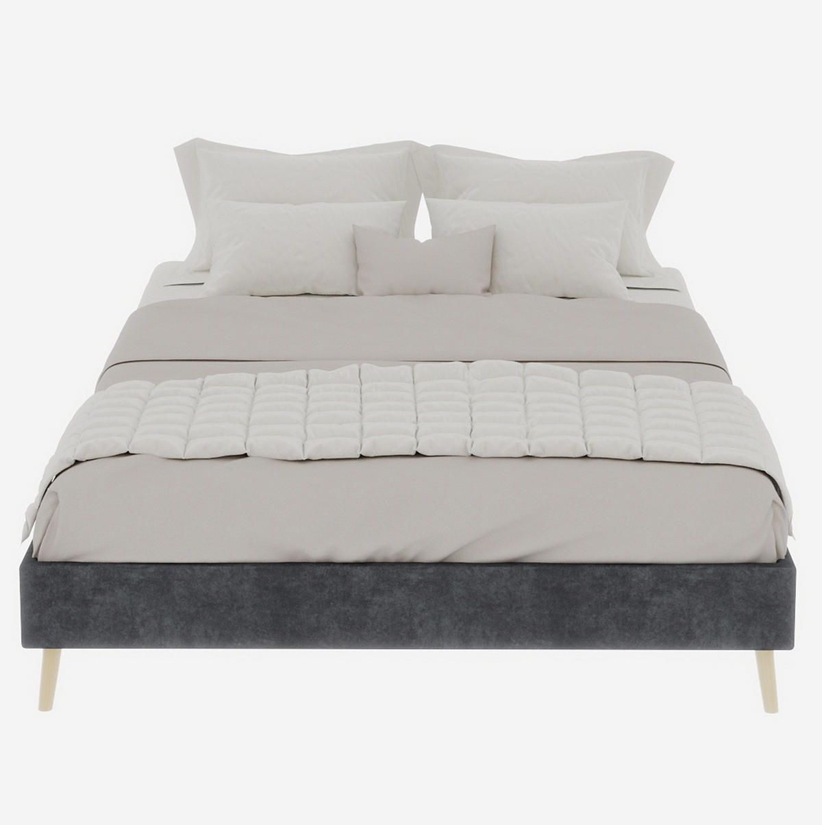 POSTEĽ 140/200 cm sivá s nízkym rámom z tkaniny a kovu - sivá, textil (140/200cm) - OKWISH