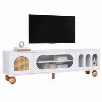 TV-ELEMENT mit Glasschiebetür 170 x 47 x 37 cm Weiß Holzoptik - Weiß, Holzwerkstoff (37/47/170cm) - Beauniv