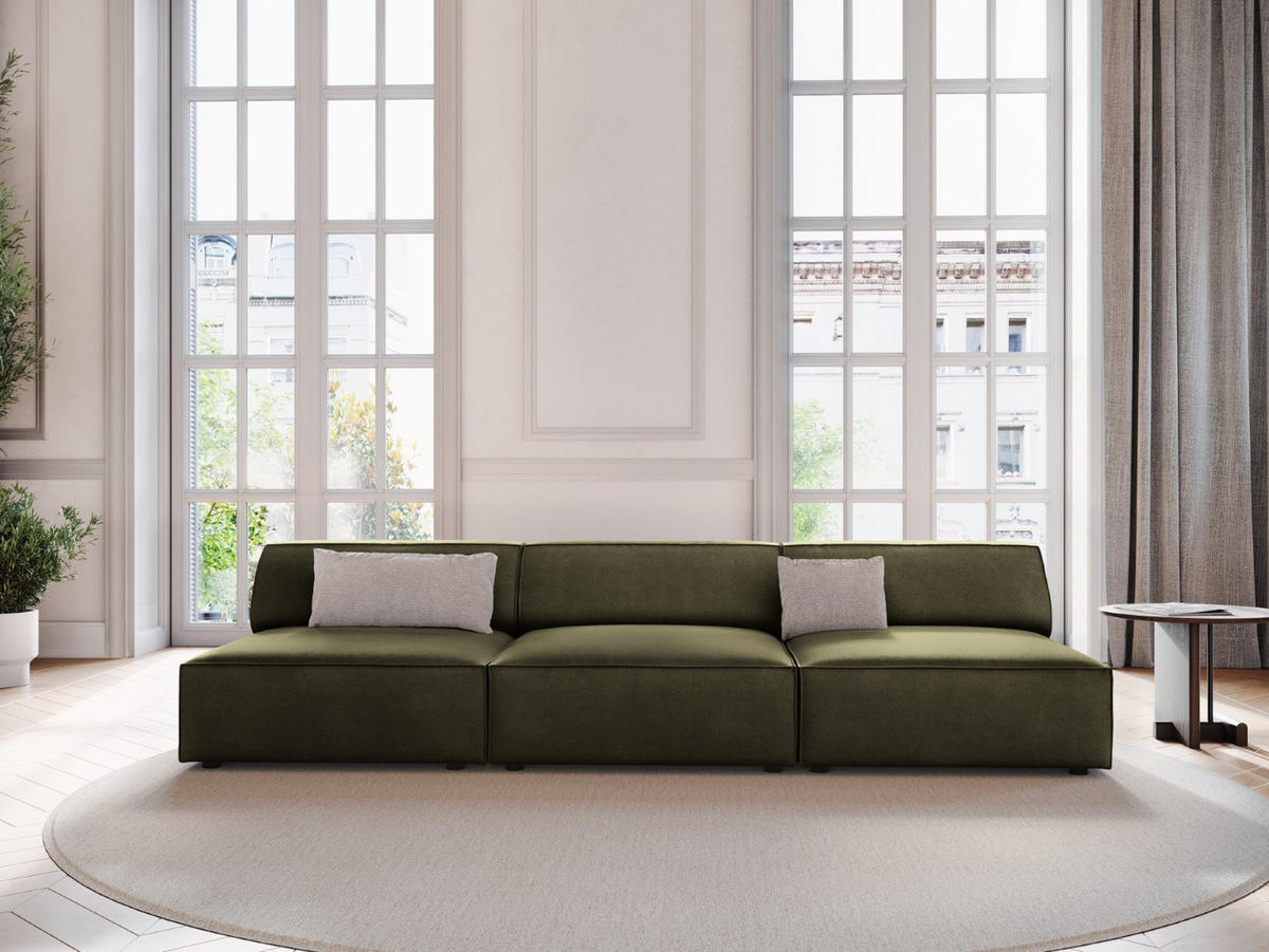SOFA Jodie aus Samt grün 3 Sitzplätze - Grün, Textil (240/70/102cm) - Micadoni