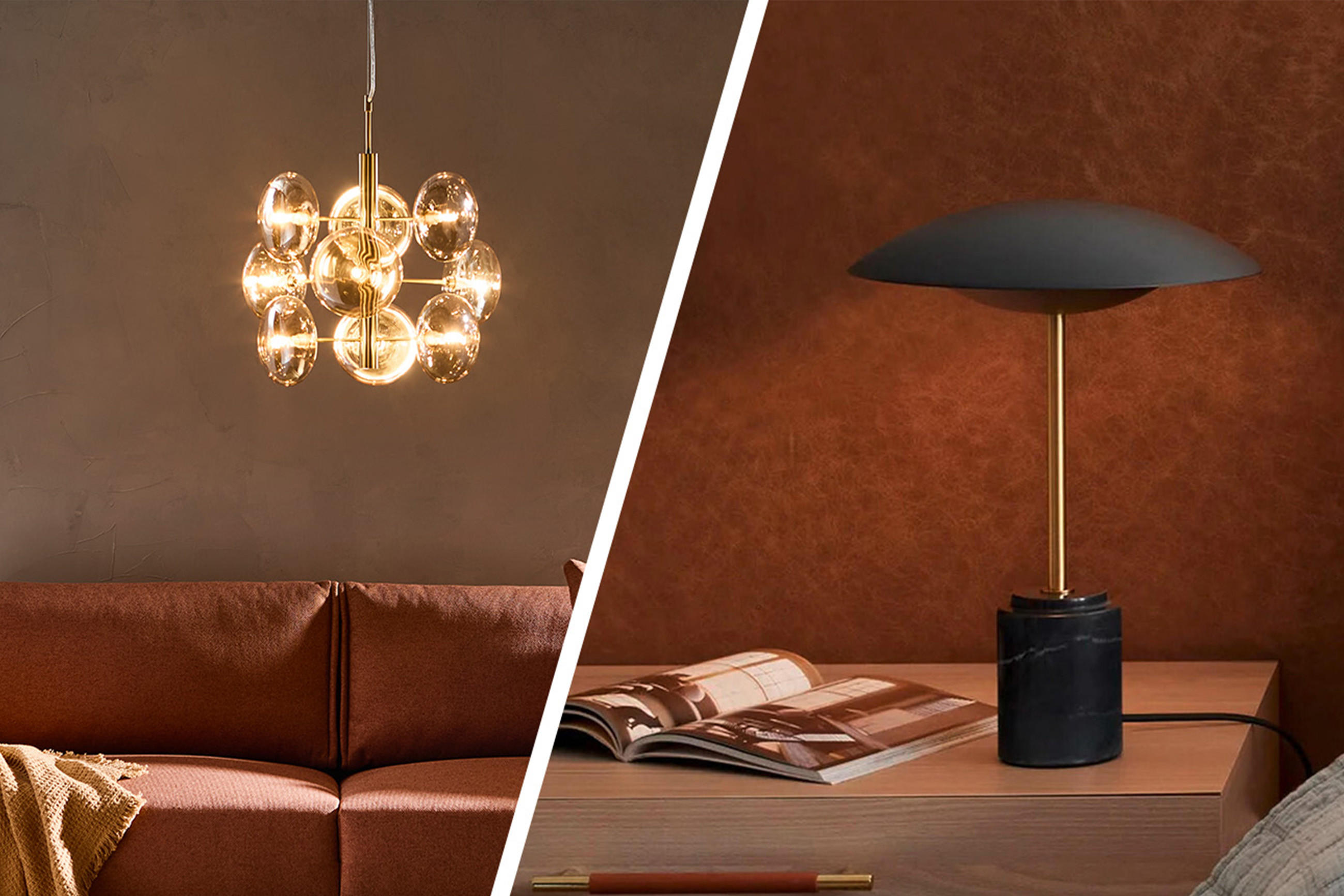 Hängelampe und Tischlampe in schwarz im Retro Look