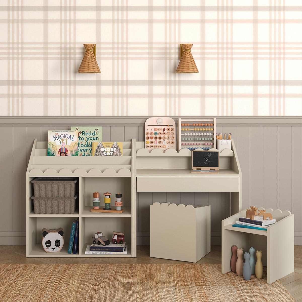 PSACÍ STŮL Book Nook Béžová - béžová, kompozitní dřevo (31/35.5/31cm) - Petits-meubles