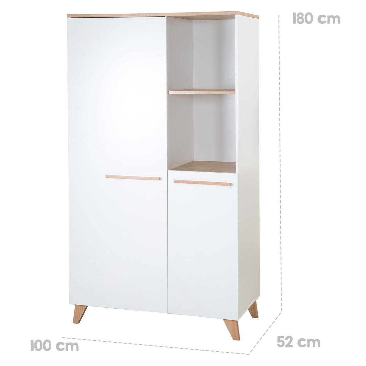 BABYZIMMER Leon 3-teilig - Honigeiche/Weiß, Holz/Holzwerkstoff (100/180/52cm) - Roba