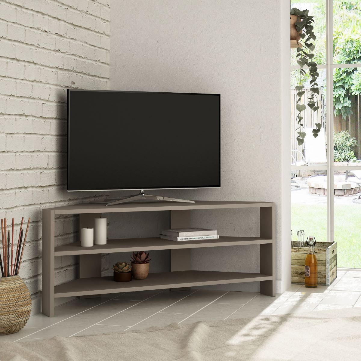 TV-ECKMÖBEL 3 Regale L114 cm - Thales - Taupe, Holzwerkstoff (36/45/12.5cm) - Calicosy