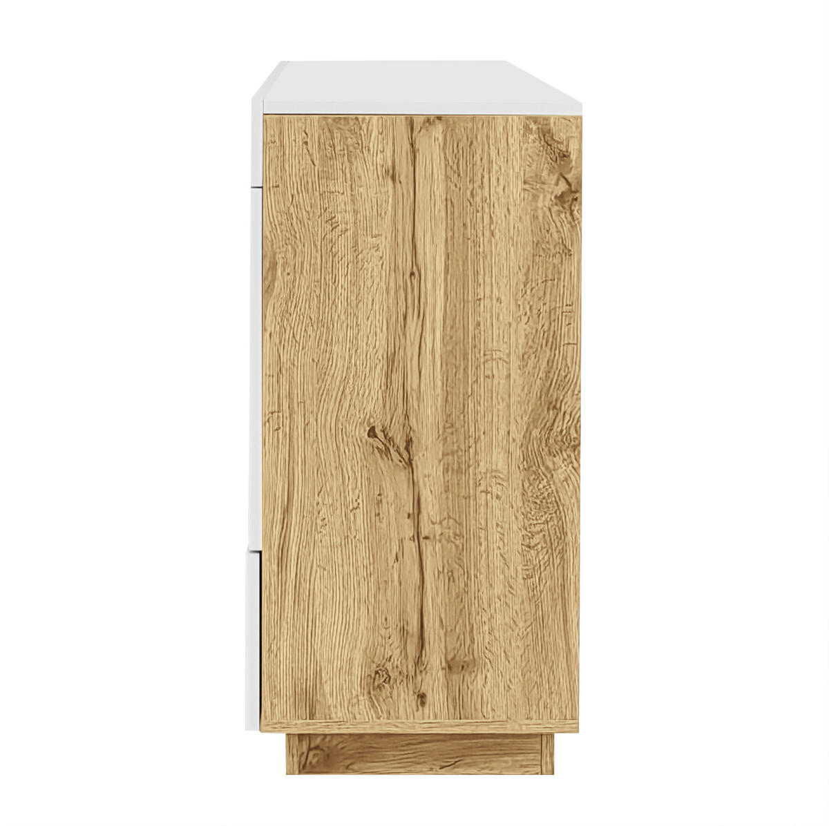 SIDEBOARD aus Spanplatte 120x37x76,5 cm Weiß mit LED-Beleuchtung, 2 Schubladen und 2 Türen - Weiß, Holzwerkstoff (120/37/76.5cm) - IVMEU