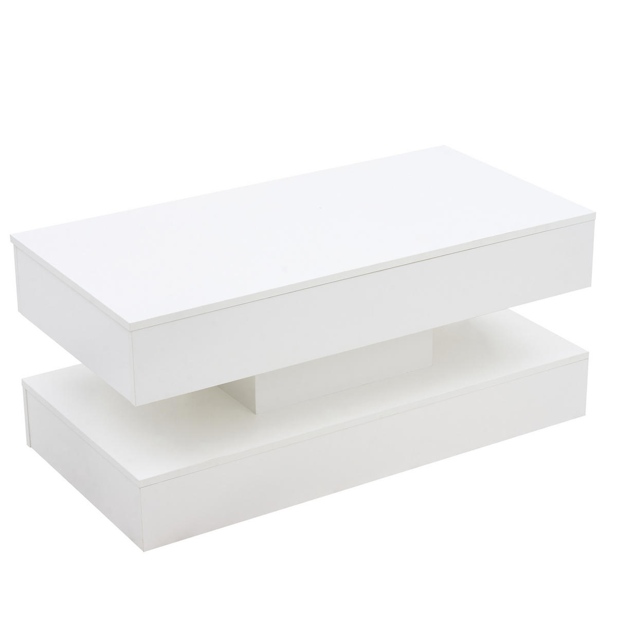 COUCHTISCH, höhenverstellbar mit LED, verstecktem Stauraum und integrierten EU‑Steckdosen, 100/50/42 cm, weiß - Weiß, Holzwerkstoff (100/50/42cm) - Redom