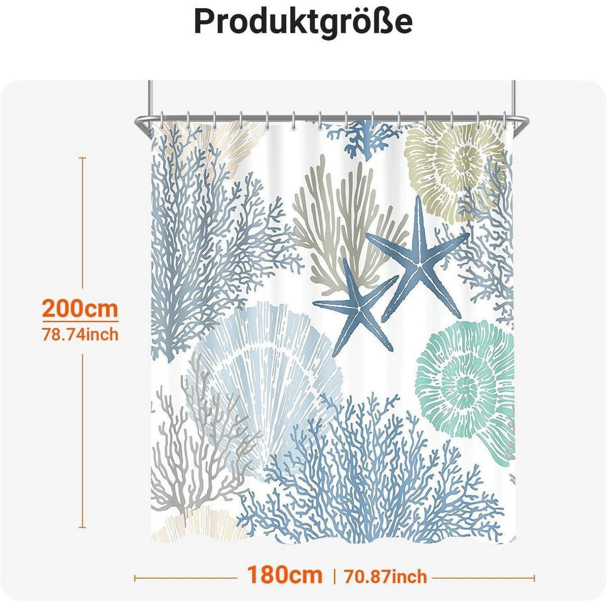 DUSCHVORHANG Unterwassermuster 180 x 200 cm - Multicolor, Textil (180/200cm)