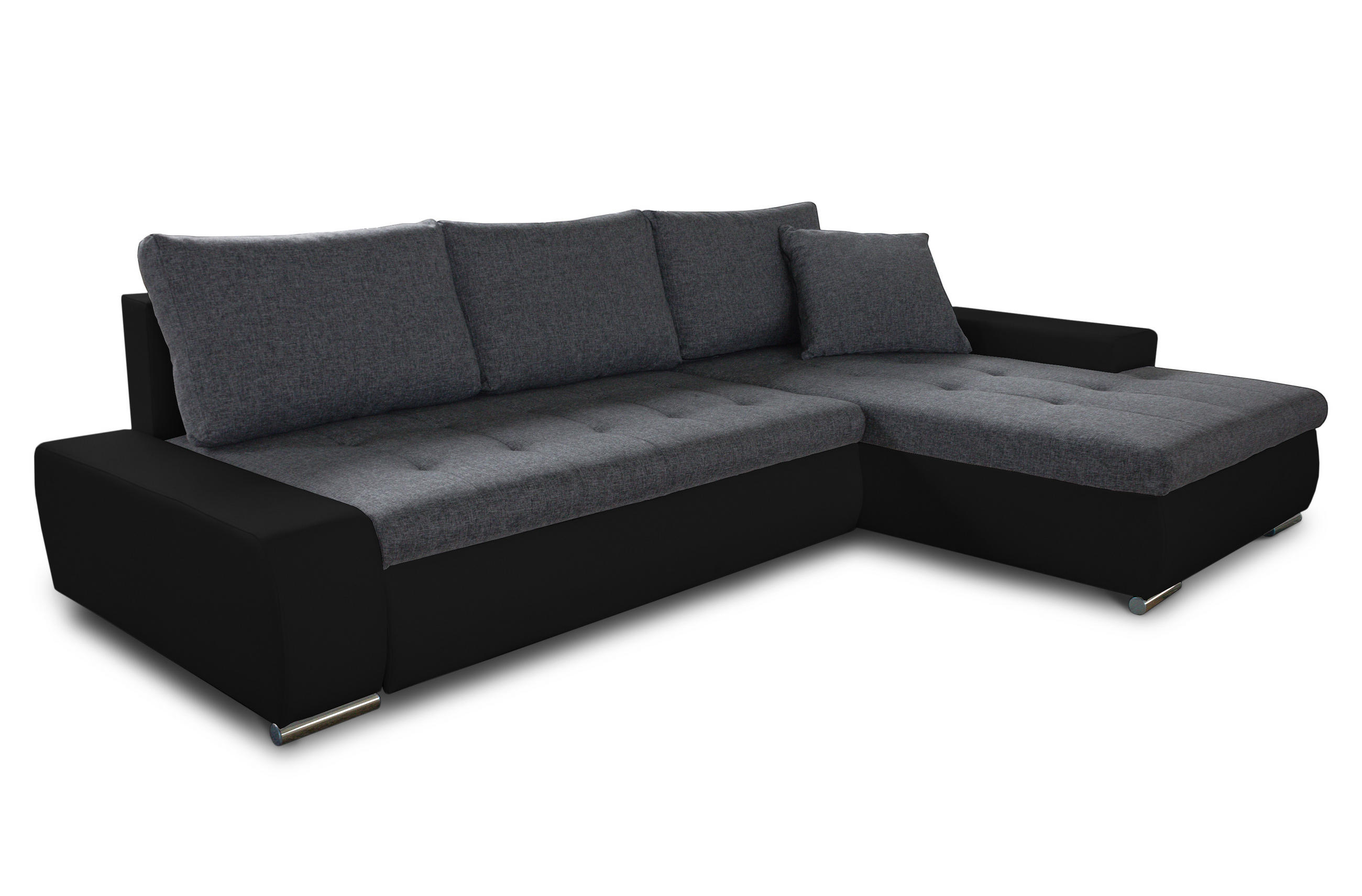 ECKSOFA Faris, Seite: Rechts - Dunkelgrau/Schwarz, Holz/Textil (266/184cm) - Sofnet