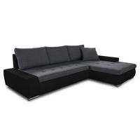 ECKSOFA Faris, Seite: Rechts - Dunkelgrau/Schwarz, Holz/Textil (266/184cm) - Sofnet
