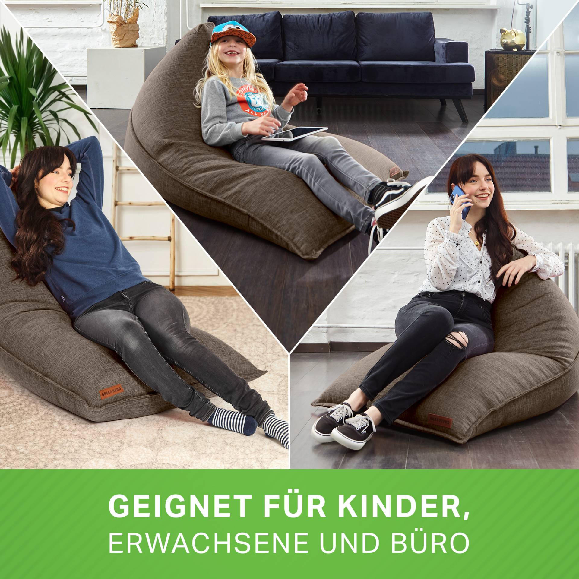 SITZSACK XXL Indoor 150x100x100cm - Braun, Textil (100/100/150cm) - Green Bean