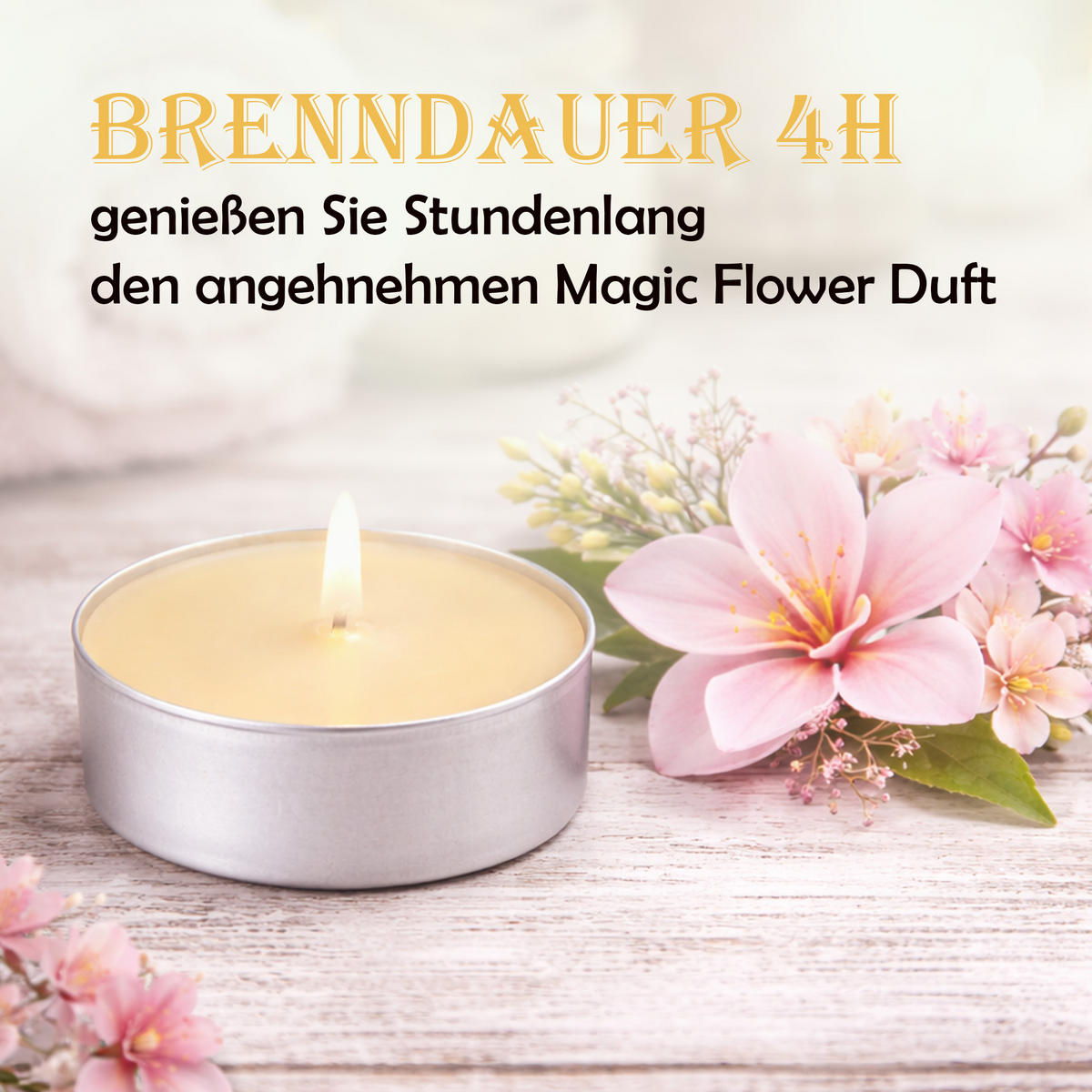 TEELICHT mit Duft - Zauberblume - 18er Pack - Dunkelgelb, Naturmaterialien (4/1.5/4cm) - HS Candle