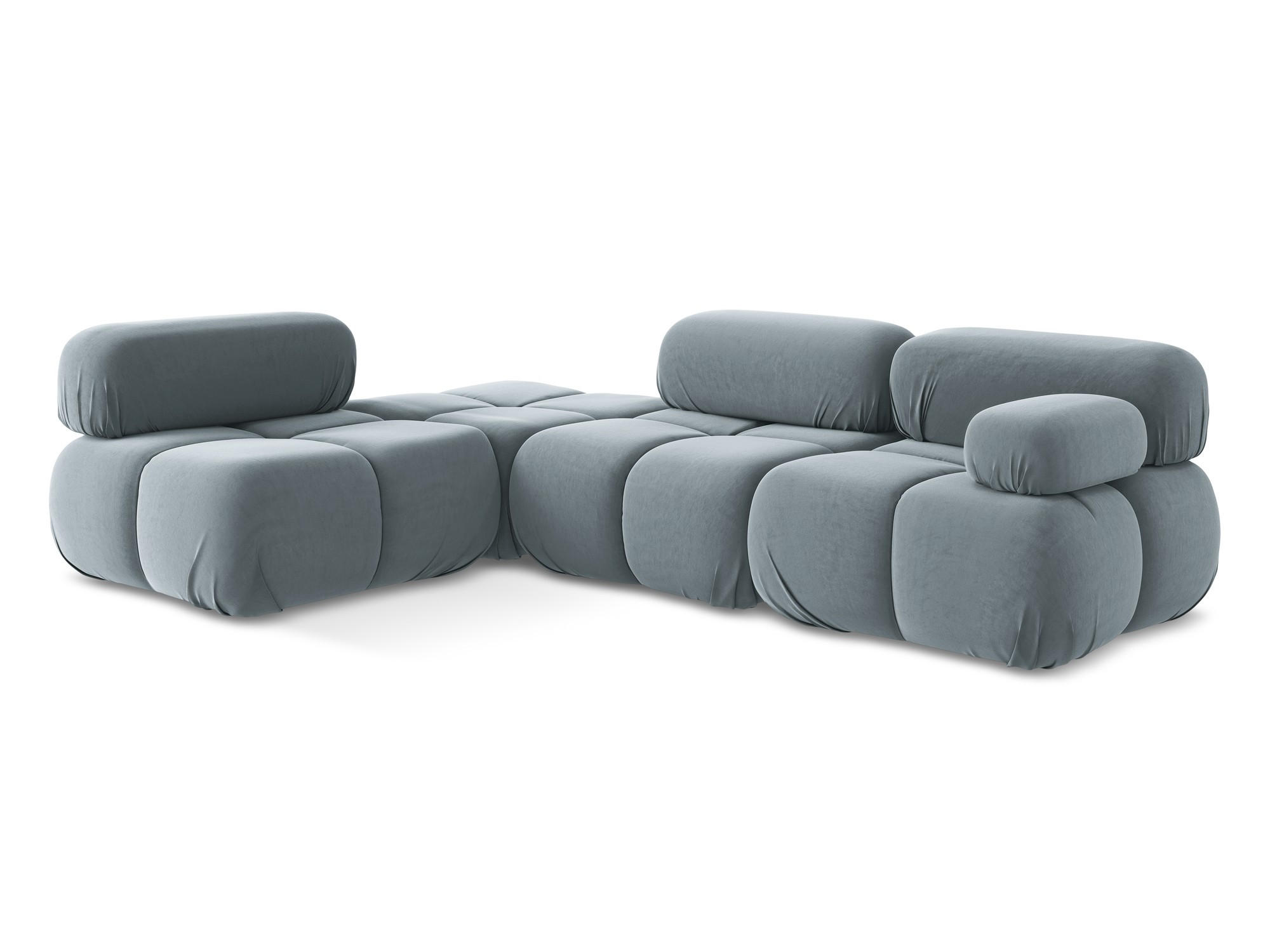 ECKSOFA Links Samt Stoff Blau - Blau/Schwarz, Kunststoff/Textil (190/285cm) - Makamii
