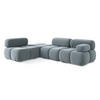 ECKSOFA Links Samt Stoff Blau - Blau/Schwarz, Kunststoff/Textil (190/285cm) - Makamii