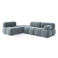 ECKSOFA Links Samt Stoff Blau - Blau/Schwarz, Kunststoff/Textil (190/285cm) - Makamii