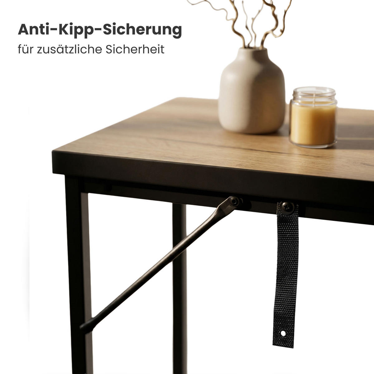 KONSOLENTISCH ORIGO 90 cm Craft Eiche - Eichefarben/Schwarz, Holzwerkstoff (35/90/75cm) - Akord