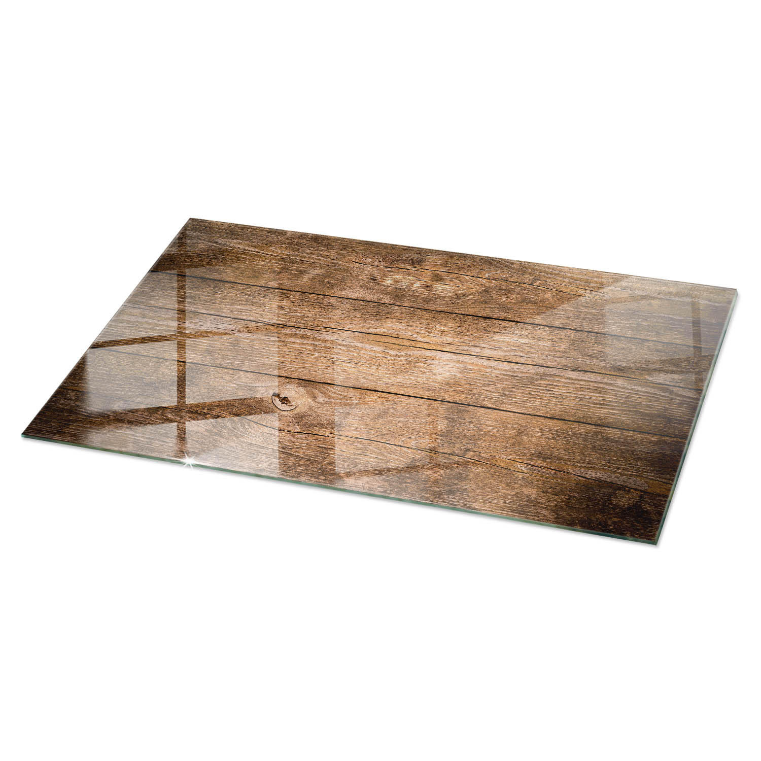 TISCHPLATTE 120x60 cm Holzstruktur Bretterdesign - Dunkelbraun, Glas (120/60/0.4cm) - TULUP