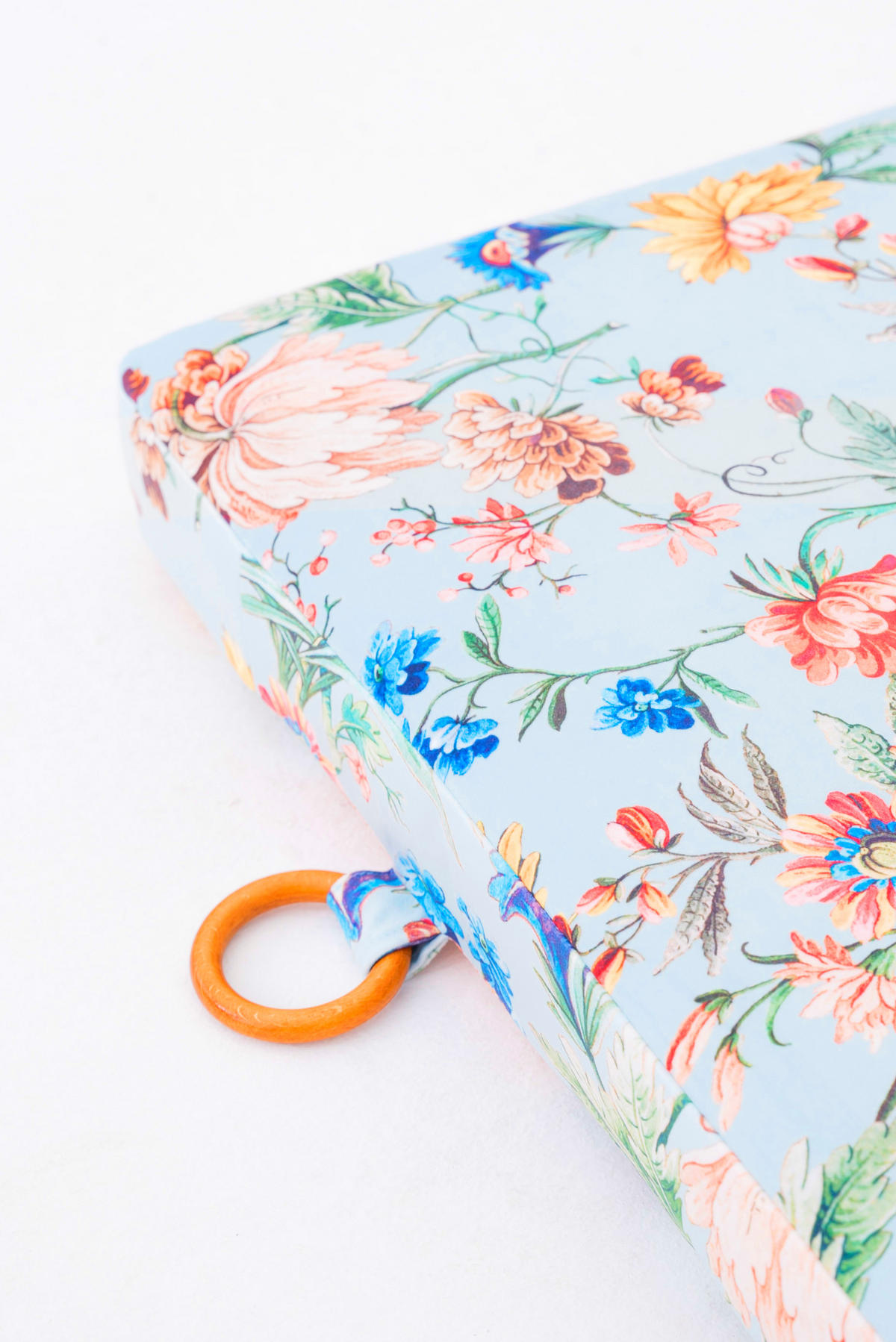 KOPFTEIL aus Samt und Schaumstoff mit floralem Muster auf hellem blauen Hintergrund VELVET - Hellblau, Textil (160/60/8cm) - RNT By Really Nice Things