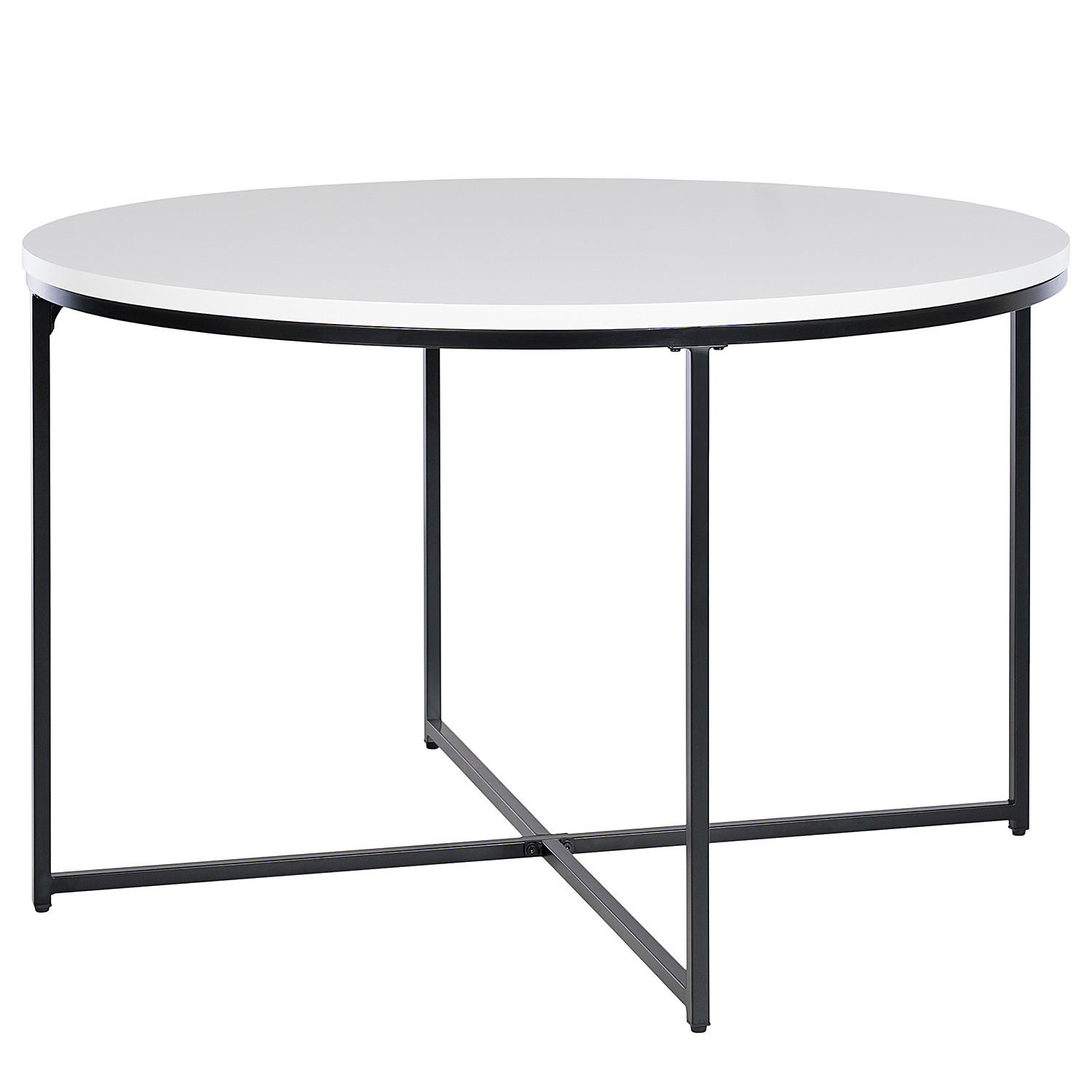 ESSTISCH - Rund - Matt Weiß / Schwarz - Schwarz/Weiß, Holzwerkstoff/Metall (120/120/76cm) - home24