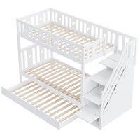 ETAGENBETT 90/200 cm DE-01179, in Weiß, mit Ausziehbett, Sicherheitstreppe und Lattenrost - Weiß, Holz (90/200cm) - ComfortXL
