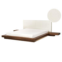 BETT mit LED 160/200 cm MDF-Platte Braun Zen - Braun, Holz (160/200cm) - Beliani