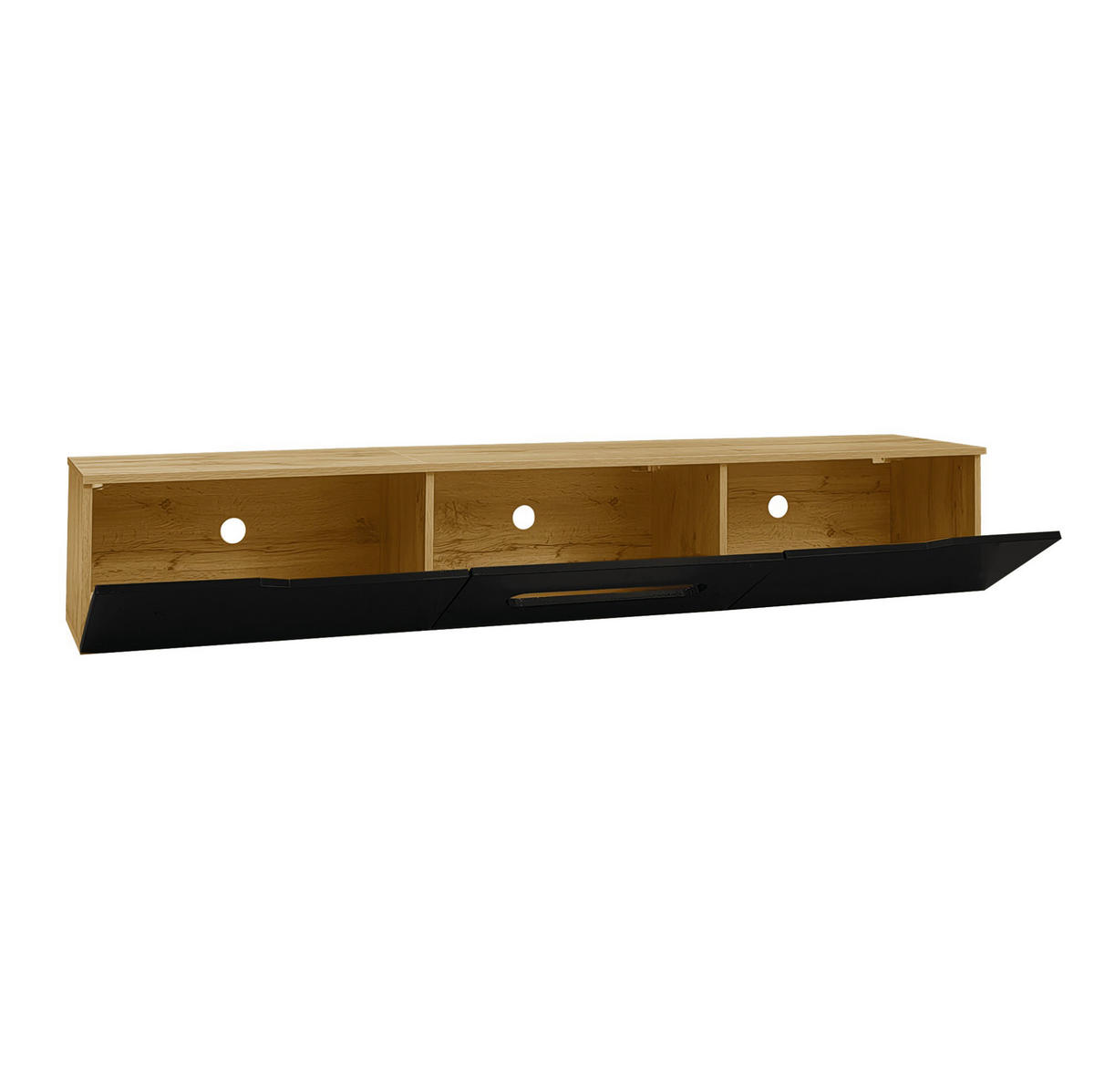 TV-LOWBOARD aus MDF und Spanplatte 180x35x30 cm Schwarz in Holzoptik mit LED-Beleuchtung - Schwarz, Holzwerkstoff (180/30/35cm) - IVMEU