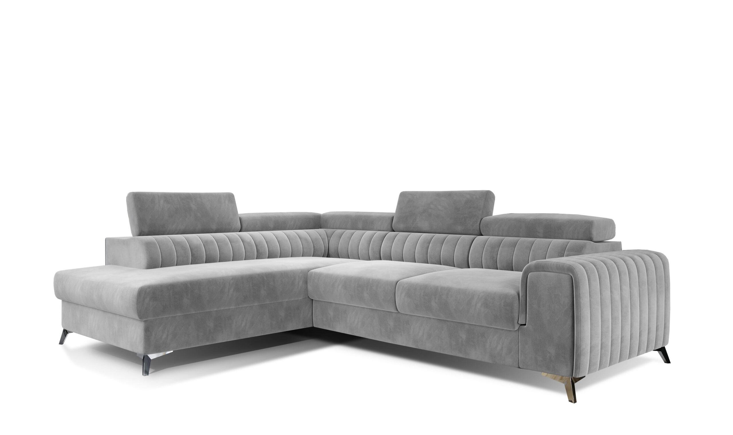 ECKSOFA - OLIVIER (Links, Silber) - Silberfarben, Textil (275/205cm) - Möblo