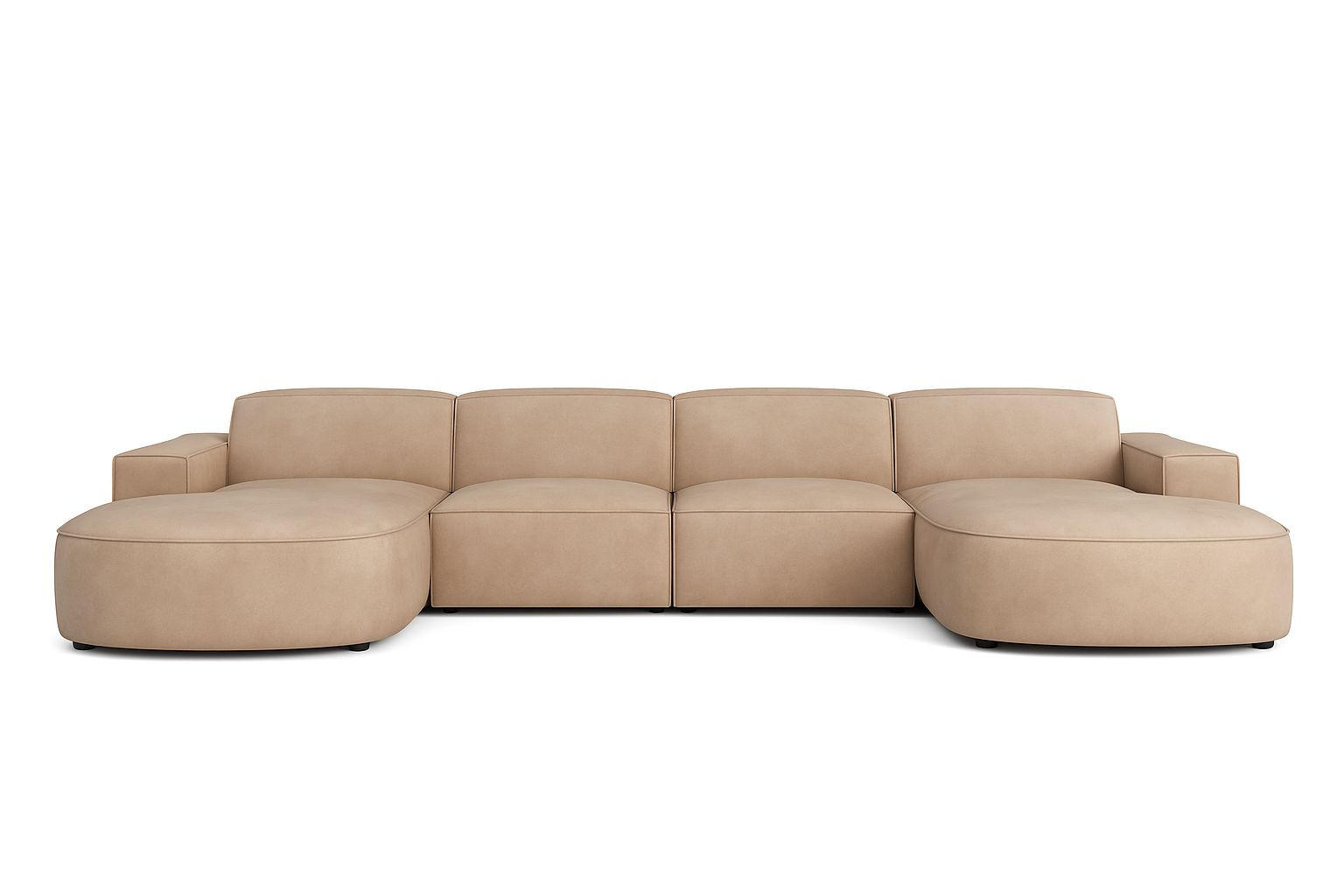 ECKSOFA Cursal Round U-Form, Stoff Salvador, Beige - Beige, Holz (364/166cm) - Kaiser Möbel