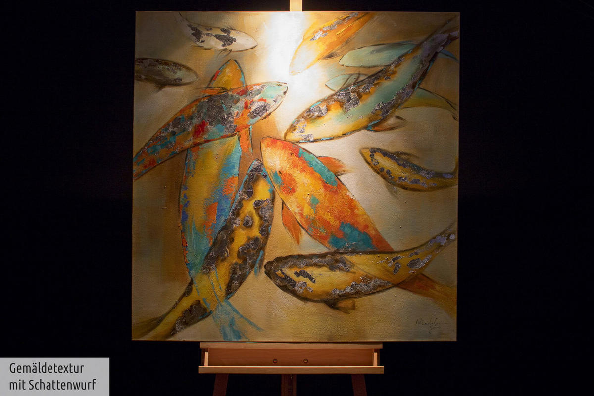 ACRYLBILD HANDGEMALT 80/80 cm - Gelb, Holz/Textil (80/80cm) - KUNSTLOFT