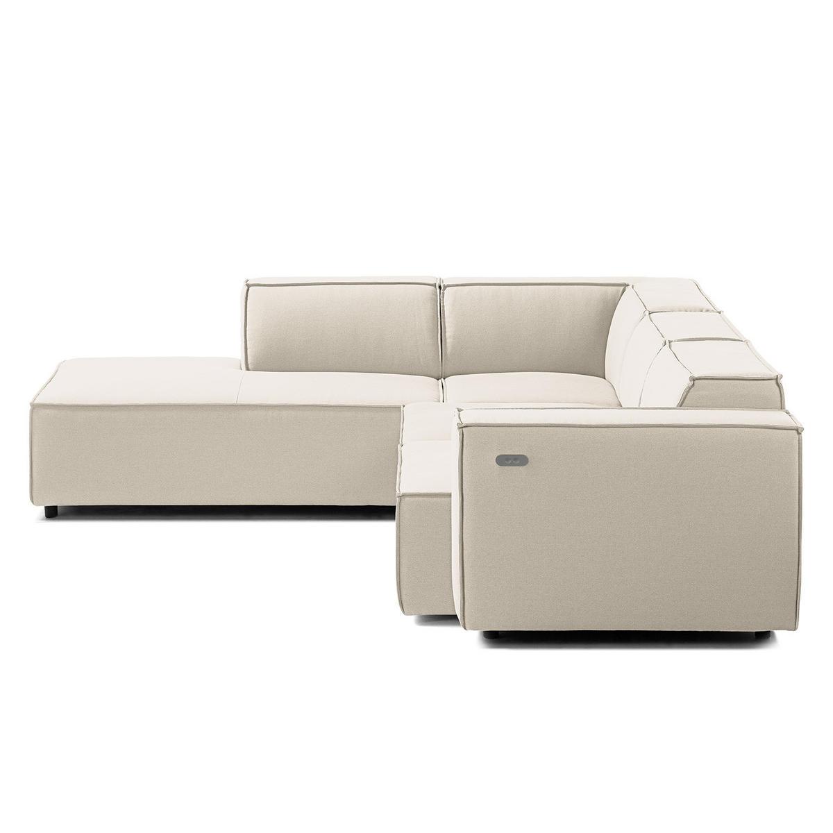 ECKSOFA mit Ottomane - Schwarz/Weiß, Kunststoff/Textil (260/234cm) - home24