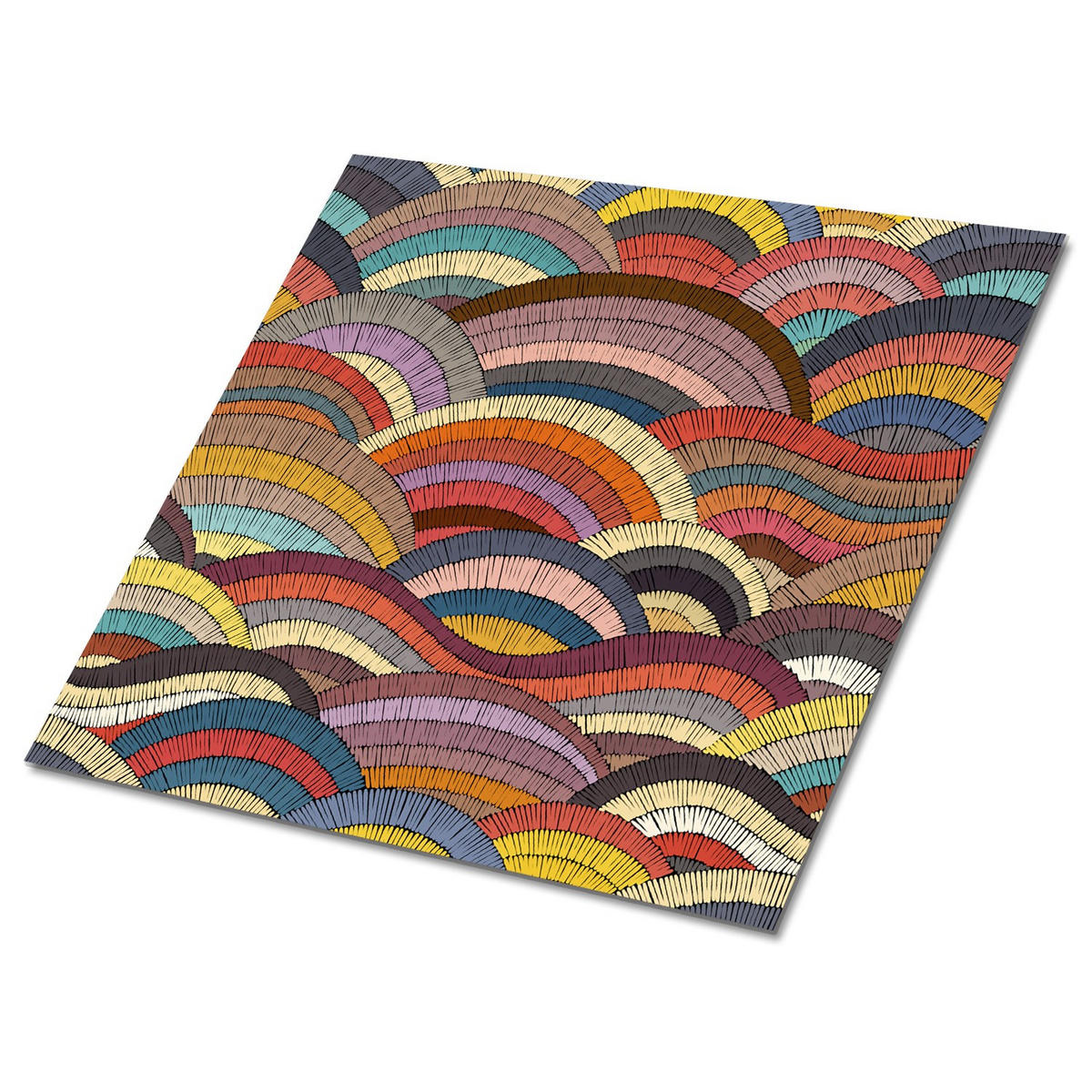 FLIESENAUFKLEBER 9 Stück 30x30 cm selbstklebend Patchwork-Wellen - Multicolor, Textil (30/1.6/30cm) - TULUP