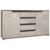 SIDEBOARD Sylt Sandgrau Hochglanz / Anthrazit matt - Sandfarben, Holzwerkstoff (138.5/75.5/35cm) - Vladon