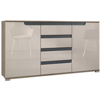 SIDEBOARD Sylt Sandgrau Hochglanz / Anthrazit matt - Sandfarben, Holzwerkstoff (138.5/75.5/35cm) - Vladon