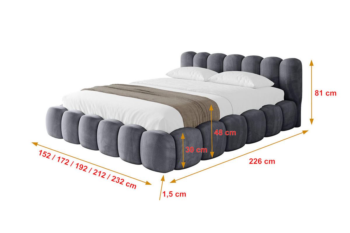 POLSTERBETT mit Bettkasten und Lattenrost, Boxbett ohne Matratze - SENA-v1 120x200 Dunkelgrau - Dunkelgrau, Holzwerkstoff/Textil (120/200cm) - ALTDECOR