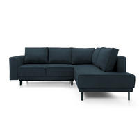 ECKSOFA Rodario Dunkelblau Velours - Schwarz/Dunkelblau, Textil/Metall (247/187cm) - Selsey