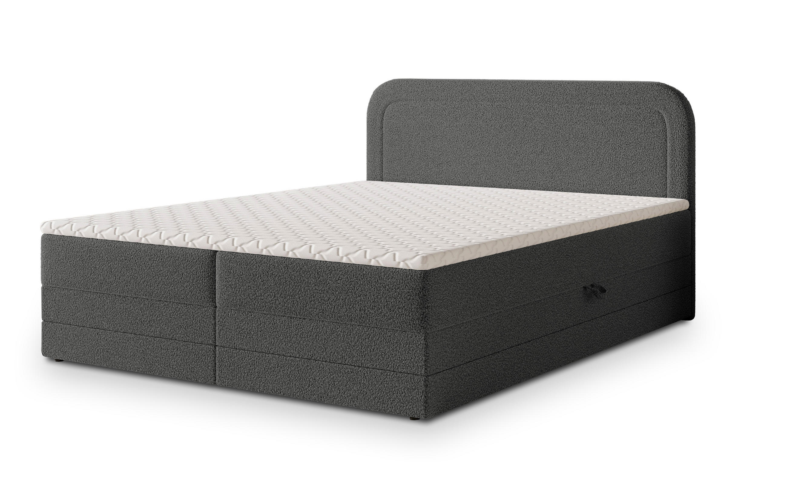 BOXBETT ARMEL 140x200 cm mit Matratze und Topper - Grau - Grau, Holz (140/200cm) - MASSENO