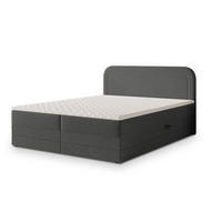 BOXBETT ARMEL 180x200 cm mit Matratze und Topper - Grau - Grau, Holz (180/200cm) - MASSENO