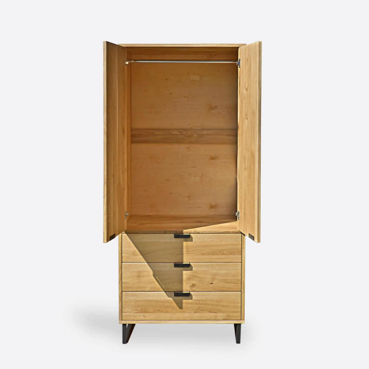 ZWEIFLÜGELSCHRANK mit Schubladen für das Schlafzimmer HUGON - Eichefarben, Holz (80/200/55cm) - Rawood Furniture