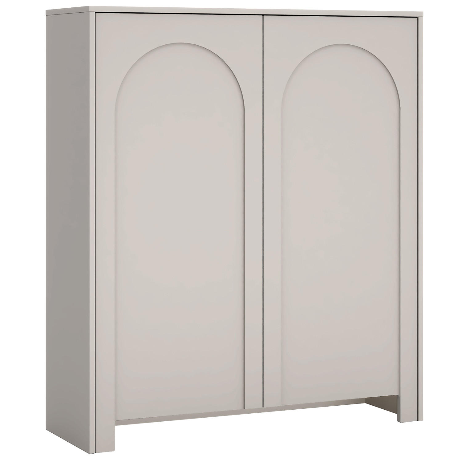 HIGHBOARD Amaro, Hochkommode mit 2 Türen, gefrästen Bogenfronten, Push-to-Open, Kaschmir - Kaschmir, Holzwerkstoff (103/119/35cm) - Beautysofa