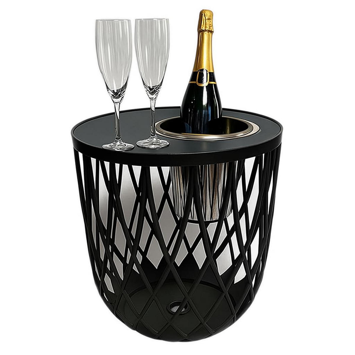BEISTELLTISCH MIT EDELSTAHL-WEINKÜHLER Dubai schwarz 45 cm - Schwarz, Kunststoff (45/45/45cm) - COOTAB Cooler Table