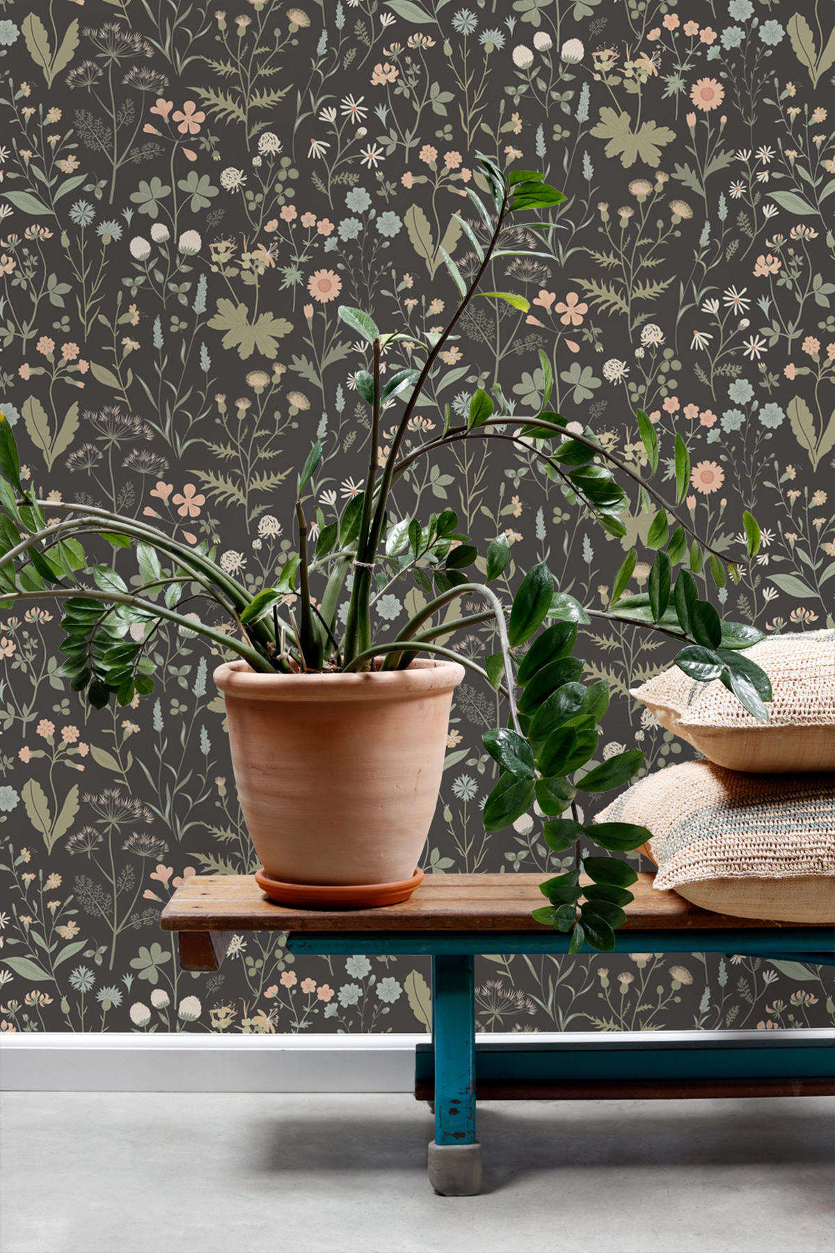 TAPETE Feldblumen 50 x 900 cm - Schwarz, Papier (50/900cm) - ESTAhome