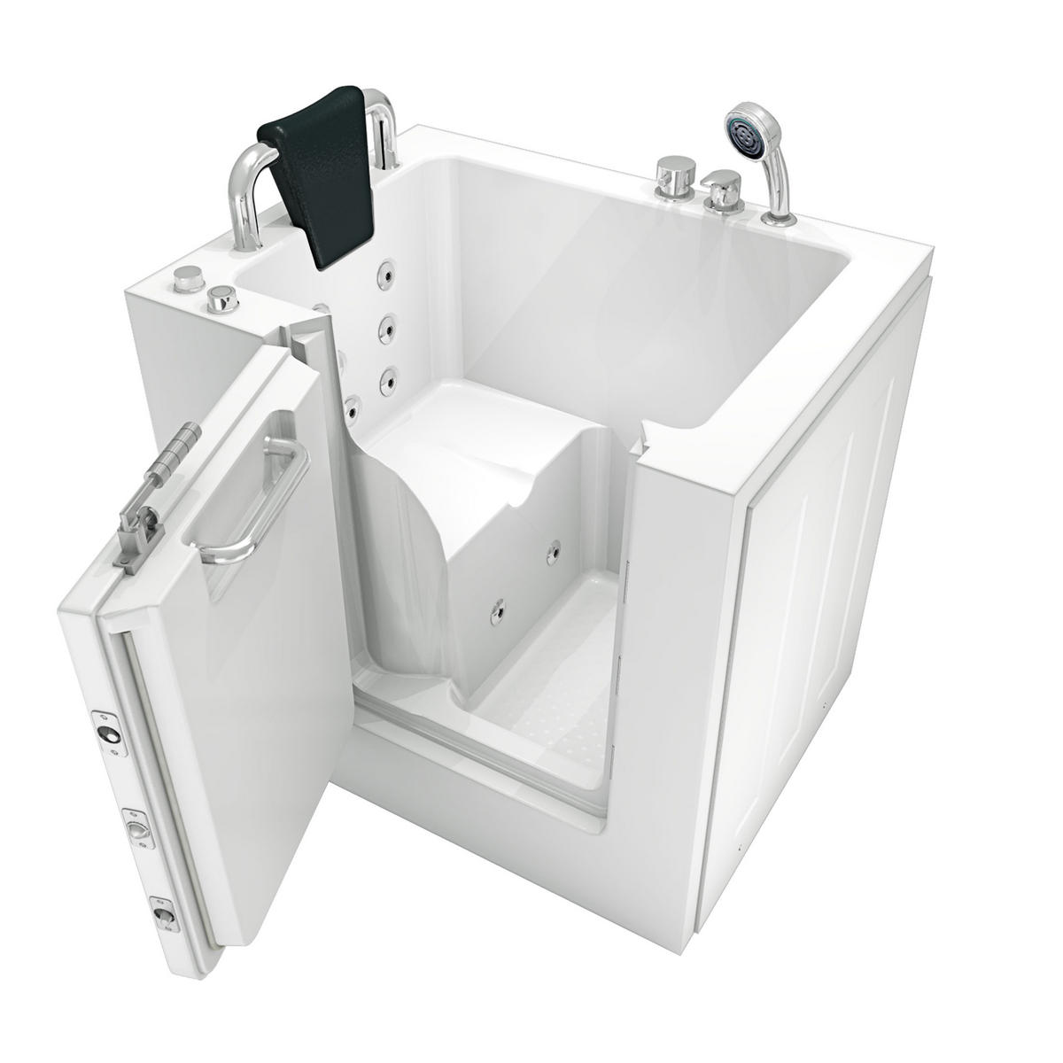 WHIRLPOOL-SENIORENWANNE S02WP-A-L Weiß - Weiß, Glas/Kunststoff (100/113/78cm) - AcquaVapore by Sandra Jentho