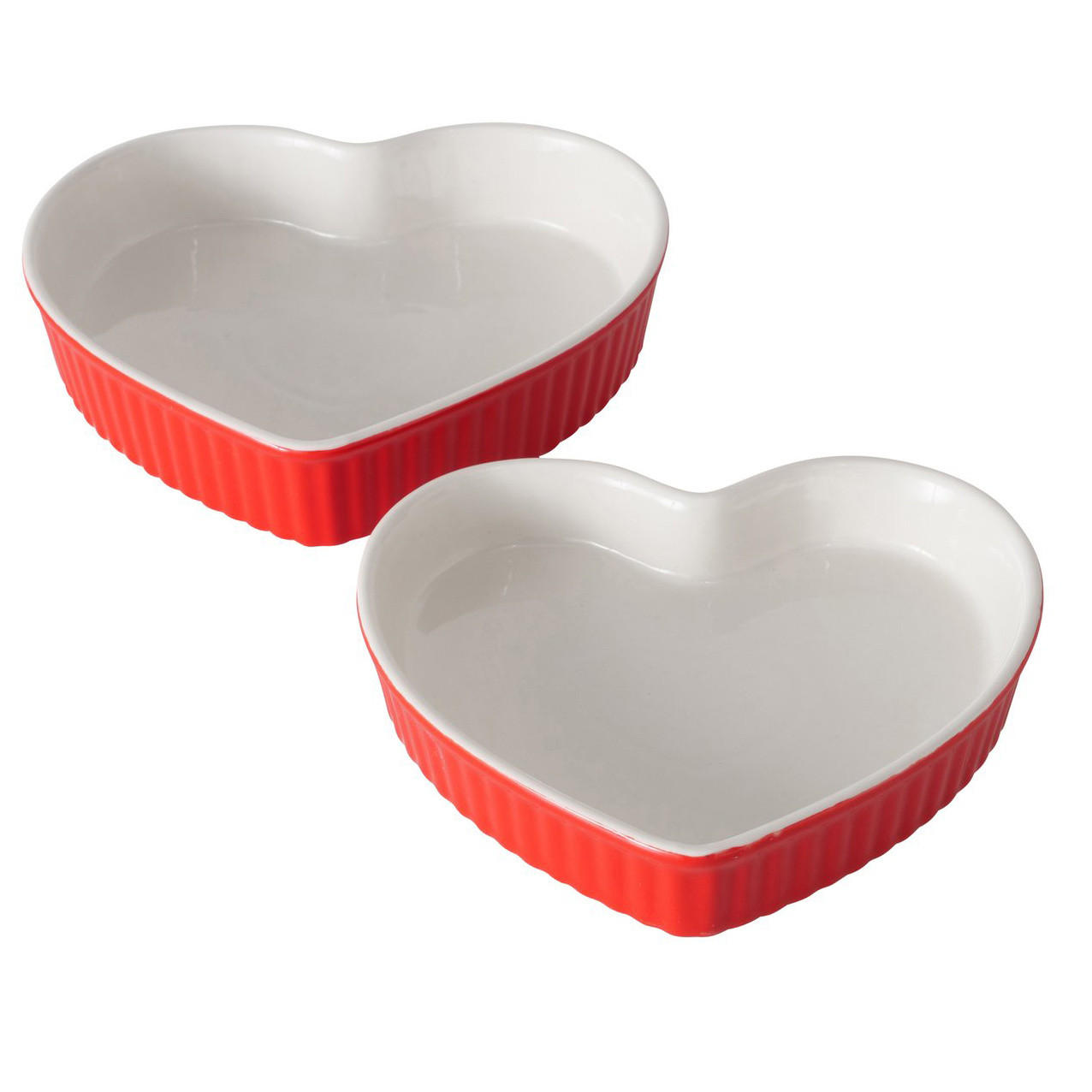 BACKFORMEN Sweetheart 2er-Set Herz - Rot, Keramik (22/4.5/22cm) - Boltze Home