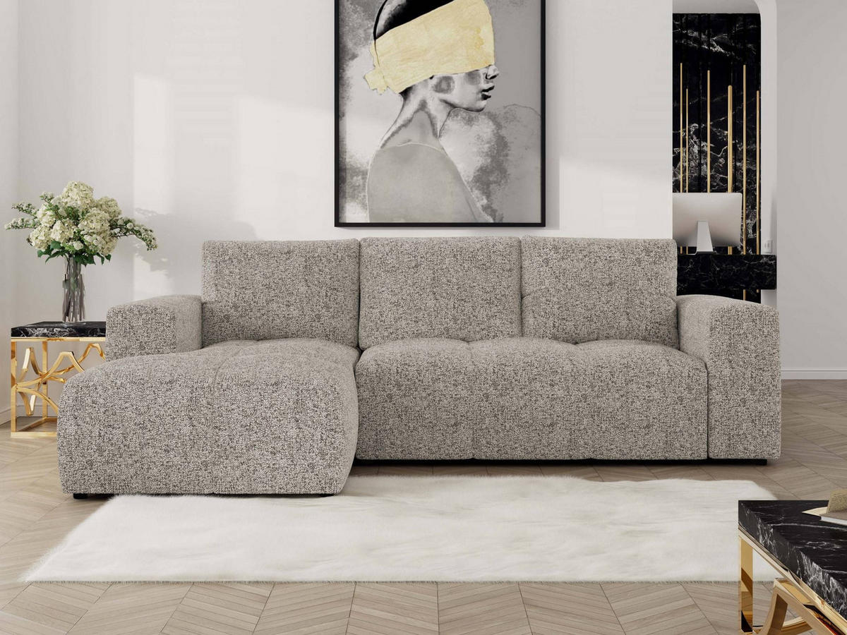 ECKSOFA MONIVA Beige Strukture - Links - Beige/Schwarz, Textil (164/266cm) - MKS