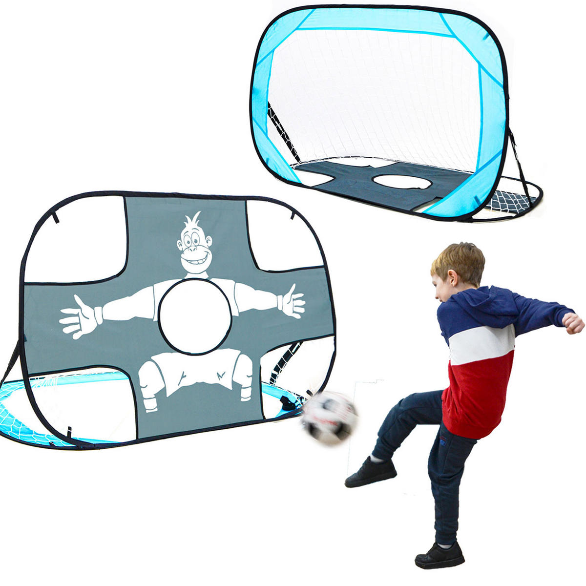 FUSSBALLTOR mit Torwand für Kinder 125/80 cm - Schwarz, Kunststoff (80/125cm) - Littletom