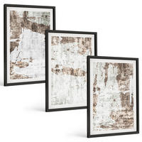 BILDER SET 3er Set - 40x60 cm Schwarzer Rahmen - Abstrakte Muster, weiß, braun - Schwarz, Kunststoff (40/60cm) - TULUP