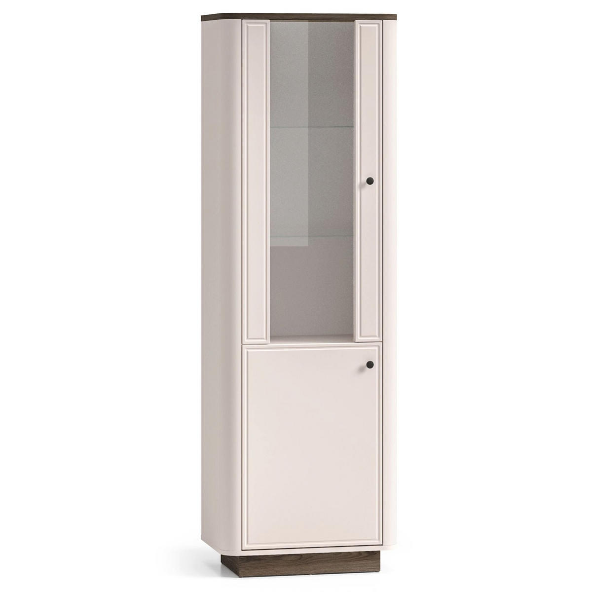 VITRINE Vilavio 2-türig Kaschmirgrau/Eichenoptik 65 cm - Taupe/Dunkelbraun, Holzwerkstoff (65/191.5/40cm) - Selsey