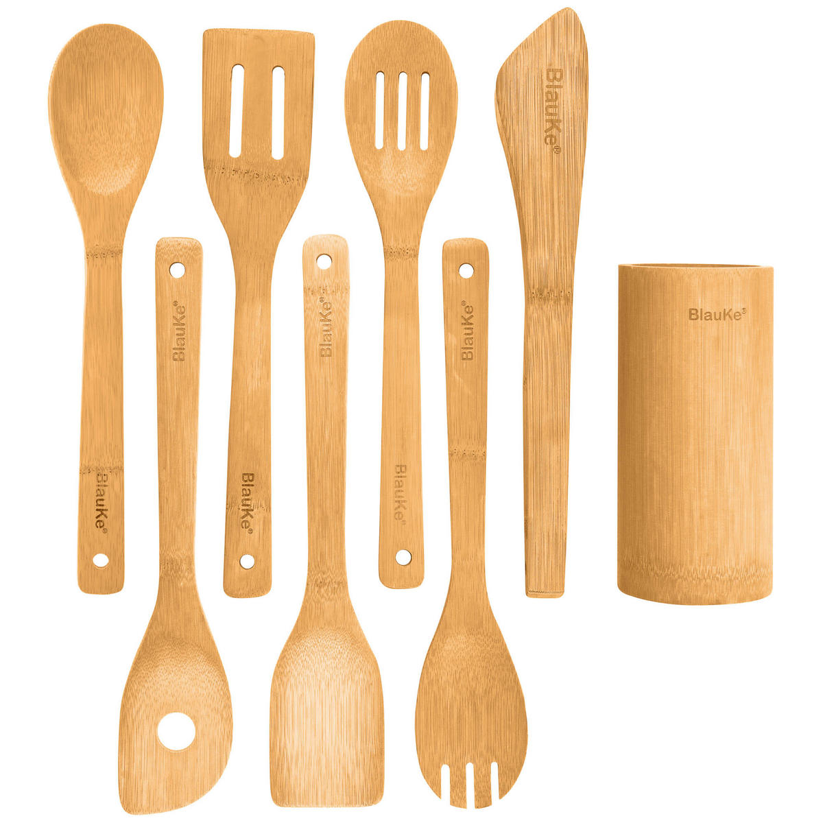 KÜCHENHELFER Set aus Holz 8-teilig - Beige, Holz - BlauKe