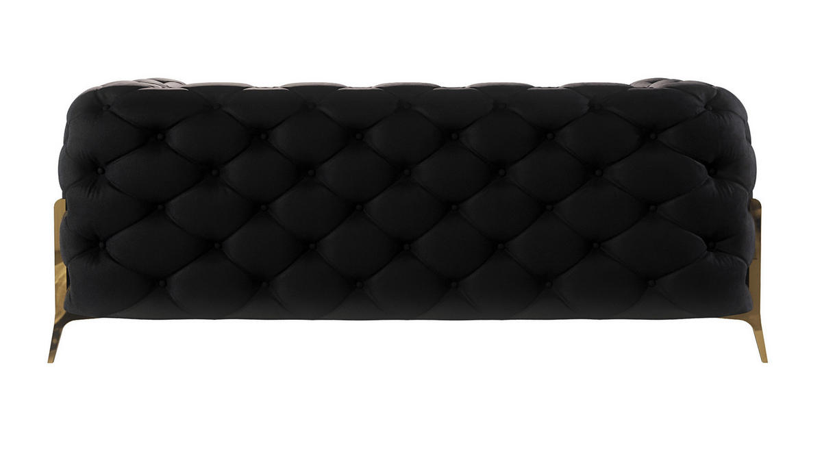 CHESTERFIELD-SOFA 2-Sitzer Lexi Schwarz Samt - Goldfarben/Schwarz, Holz/Textil (185/75/100cm) - S-Style Möbel