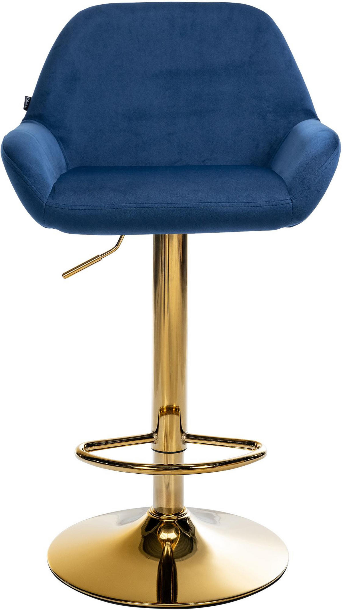 BARHOCKER Samt blau - Blau/Goldfarben, Textil/Metall (51/89/52cm) - CLP