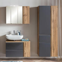 BADMÖBEL-SET 3-TLG. Vasto-03 - Grau, Holzwerkstoff (165/200/35cm) - Lomado