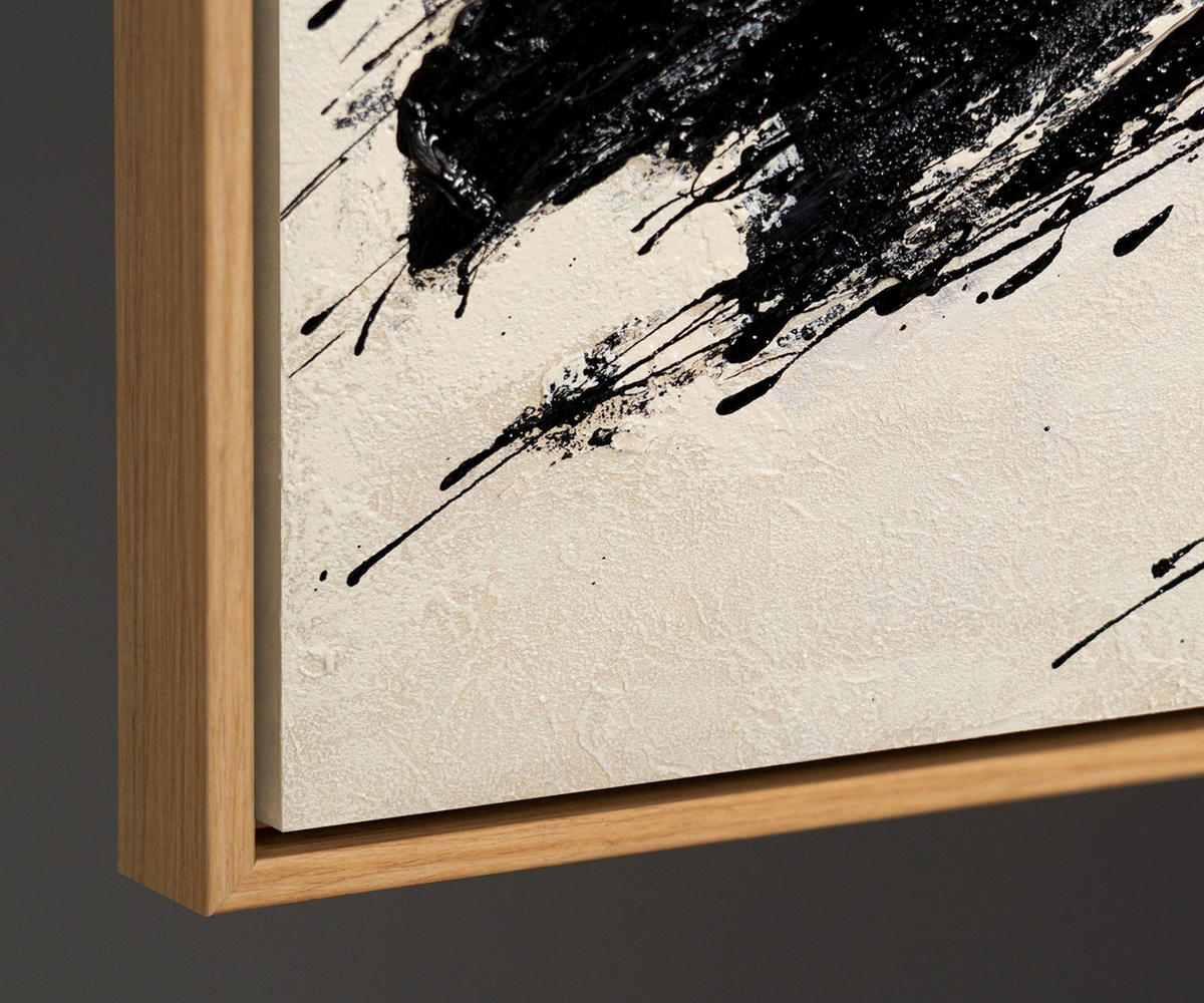 GEMÄLDE Kraft des Pinselstrichs Schattenfugenrahmen Eichefarben 120x80 cm - Eichefarben, Holz (120/80cm) - YS-art gallery
